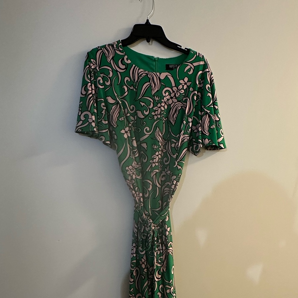 Kasper Green and Pink Midi Dress